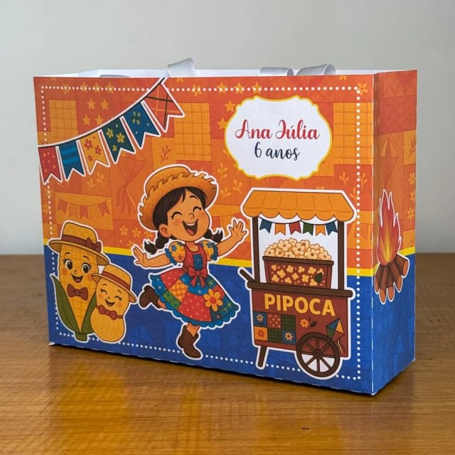 PEGUE E MONTE - Sacolinhas Personalizadas FESTA JUNINA LARANJA OPÇÃO 2 - Decoração de Festa | Lembrancinhas | Aniversário | Personalizados