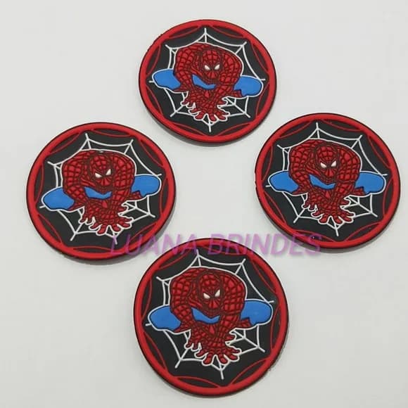 Aplique Emborrachado do Homem Aranha - Pct C/4 Unid