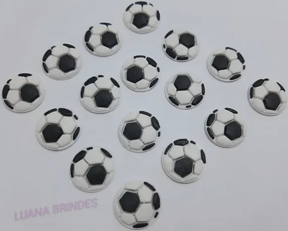 Aplique Mini Bola de Futebo de Borracha Pct 20 Unidades