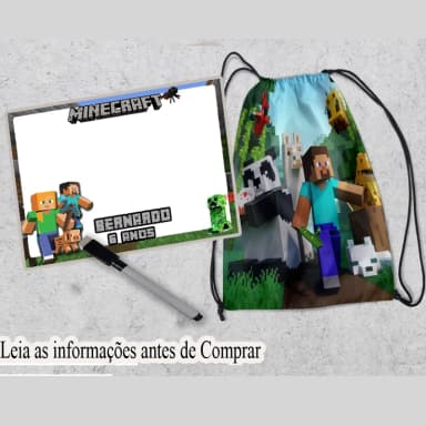 Kit Lembrancinhas do MInecraft Mochila e Lousa Magica Infantil do Minecraft