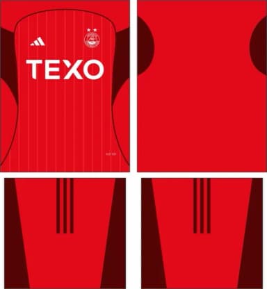 Arte Vetor Camisa Aberdeen Fc Local 2025-2026