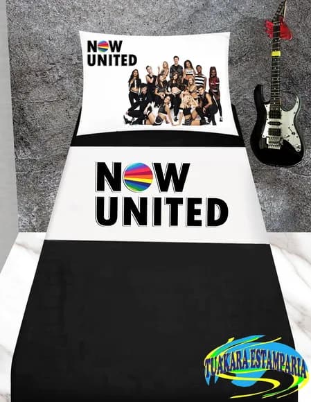 Kit Cortina + Lençol + Fronha Tema Now United 01