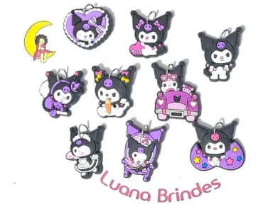 Pingente Kuromi Emborrachado Pacote com 9 Unidades