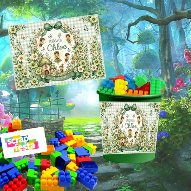 Baldinho 1litro+blocos para Montar Festa Floresta Bosque Encantado