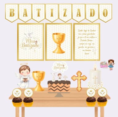 Kit Festa Só Um Bolinho BATIZADO - Decoração de Festa