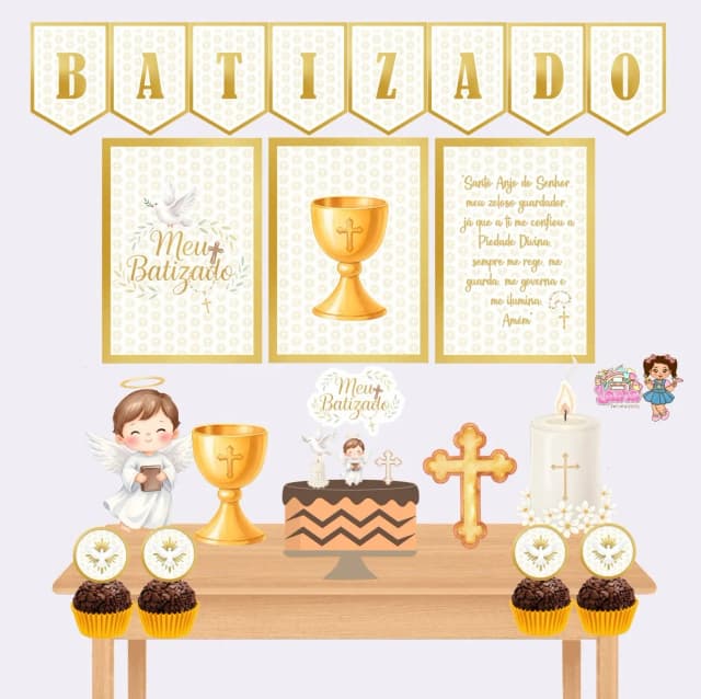 Kit Festa Só Um Bolinho BATIZADO - Decoração de Festa