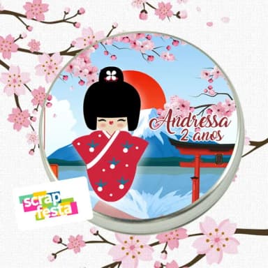 Latinhas Personalizadas Festa Boneca Kokeshi Gueixa