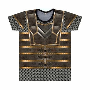 Camiseta infantil Medieval Masculina Armadura de Guerreiro – Fantasia Temática Sublimada para Cosplay e Festas | Ricardo Fantasias