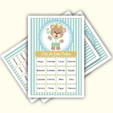 Bingo Chá de Bebê Menino Pdf Para Imprimir