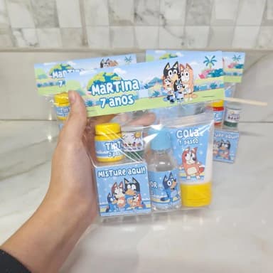Kit Slime na Lapela Personalizado - Bluey e Bingo