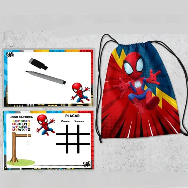 Kit Mochilinha e Lousa Magica Personalizada lembrancinhas do Homem Aranha Cute