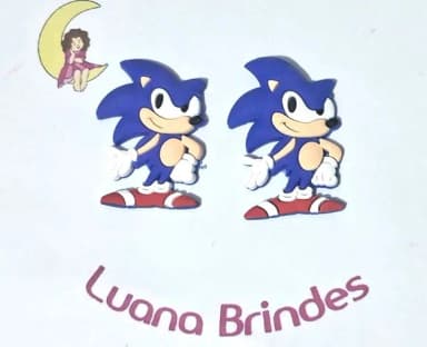 Aplique Sonic 4,2cm Emborrachado Pacotes com 6 Unidades