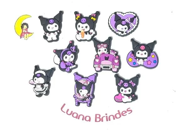 Aplique Kuromi Emborrachado Pacote com 9 Unidades
