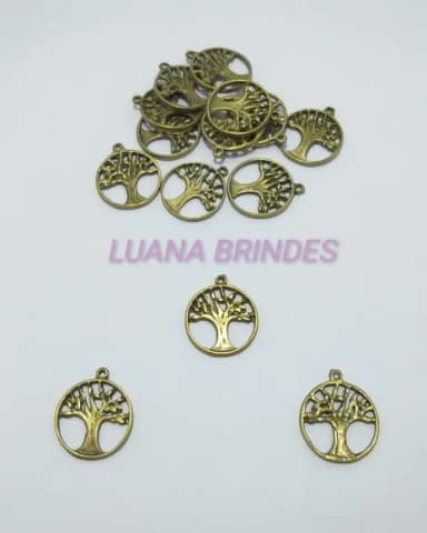 Pingente Árvore da Vida Ouro Velho de 2,3cm-5 Unidades