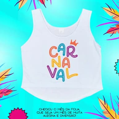 Cropped Carnaval Feminino Escrita Colorida com Coroa