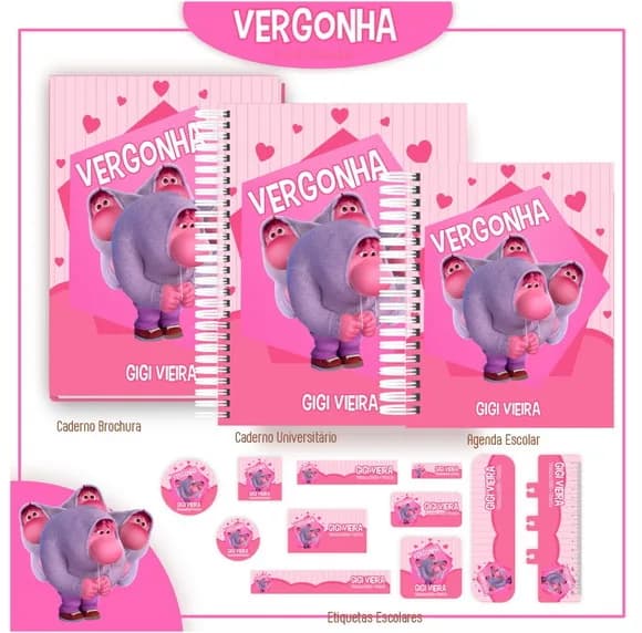 Caderno + Etiquetas + Tag Personalizada + Lápis