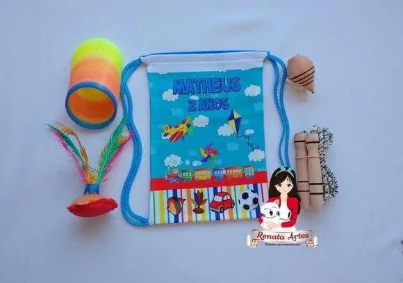 Mochila Boa Infância Tema Brinquedos Antigos