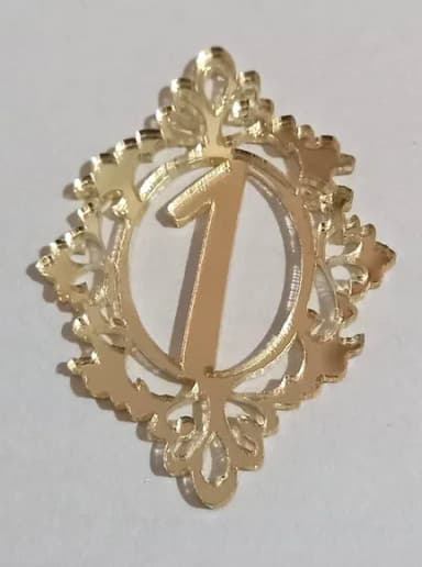 Aplique Moldura 1 Ano de Acrílico Espelhado Dourado - 5 Peça