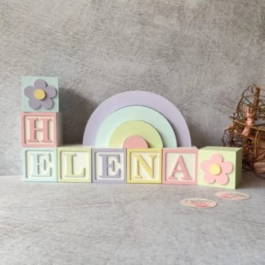 Tons Pastel Cubos 6x6cm Ts + Arco Íris. Decoração Bebê