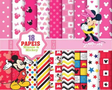 Kit Digital Papéis Mickey e Minnie * 01