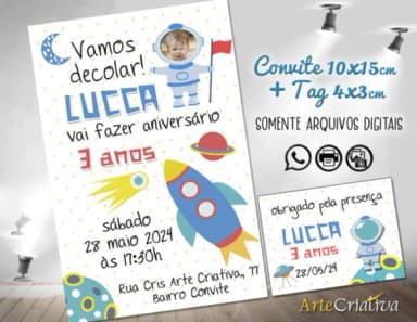 Convite Digital C/tag Espaço Astronauta 10