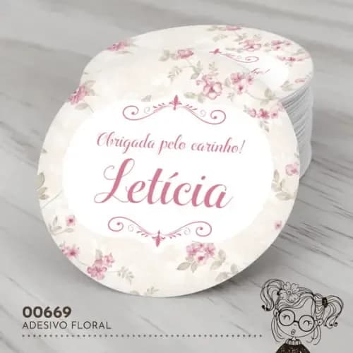 Adesivo Redondo Floral - 00669