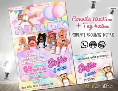 Convite Digital C/tag Roblox Menina 2