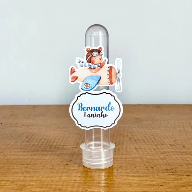 Apliques para Tubetes Personalizados URSINHO AVIADOR - Decoração de Festa | Lembrancinhas | Aniversário | Personalizados