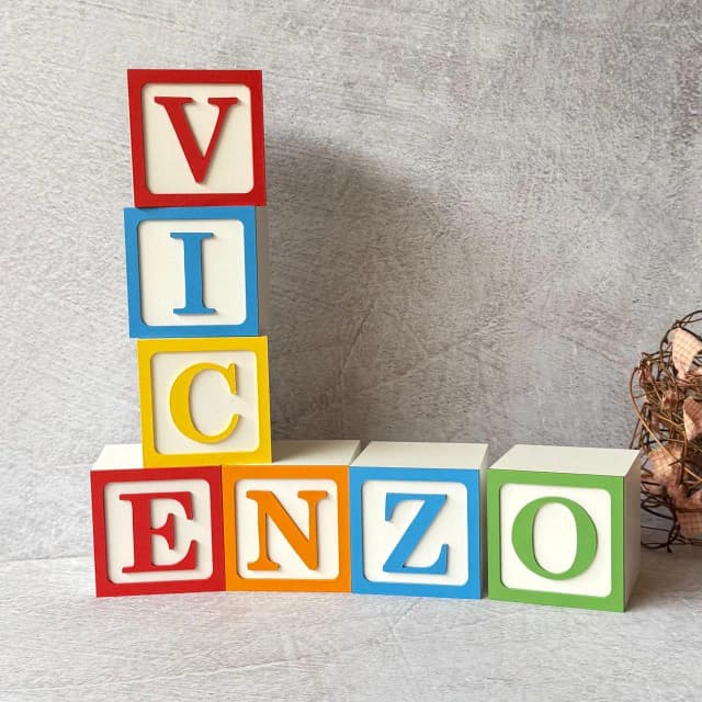 Blocos Personalizados com Nome para Decoração de Quarto do Bebê 8x8cm