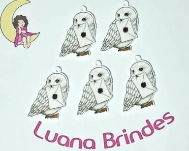 Pingente Coruja Edwiges Harry Potter Pct C/5 Peças