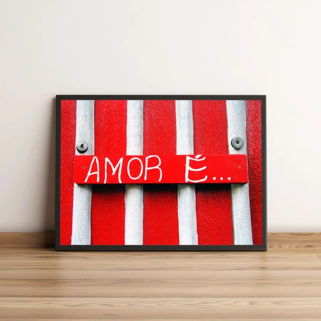 Quadro Decorativo Amor É Vermelho e Branco Moderno 1521