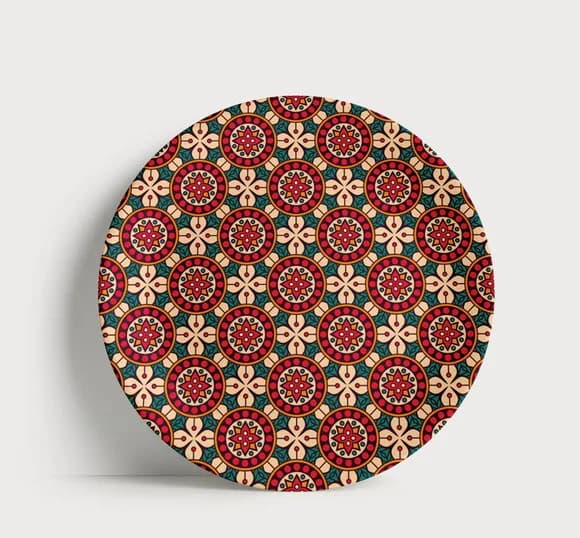 Prato Decorativo Padrão Mandala Geométrica 21cm Porcelana