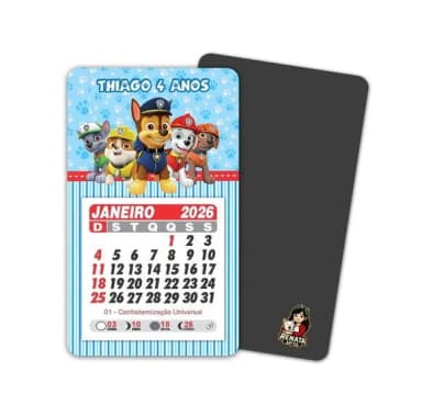 Imã de Geladeira com Calendário Patrulha Canina