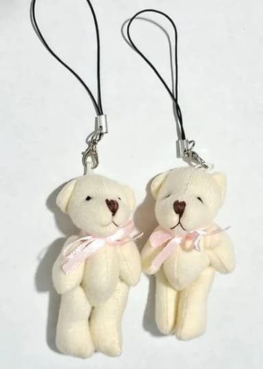 Chaveiro Ursinho de Pelúcia Creme 6,8cm x 4cm - 2 Unidades