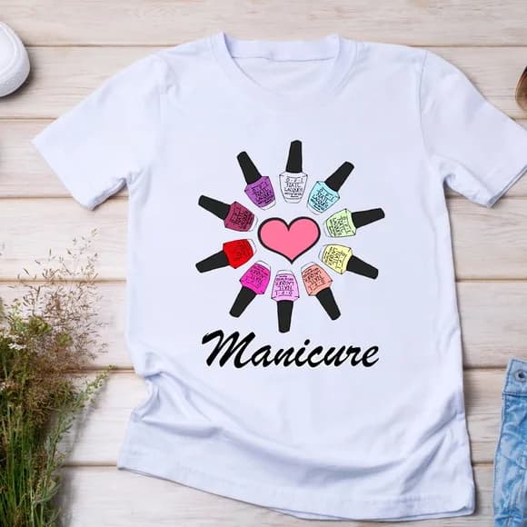 Camiseta Manicure Coração Esmaltes Nail Designer