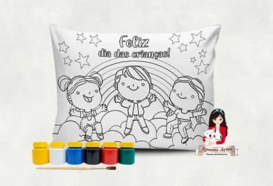 Almofada com Tinta para Colorir Dia das Crianças 2024