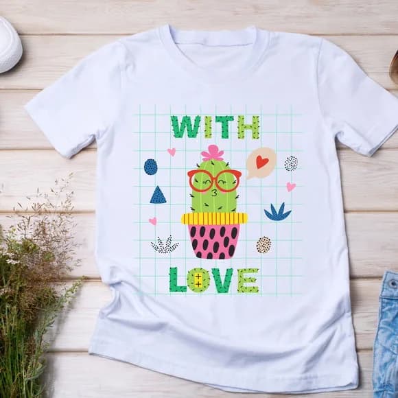 Camiseta Cactos Fofo - With Love e Estampa Divertida
