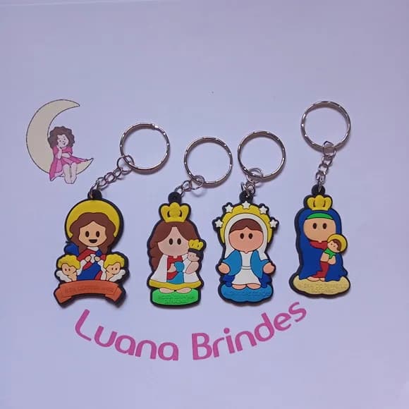 Chaveiro Nossa Senhora de Borracha 5,3cm Pct 4 Unidades