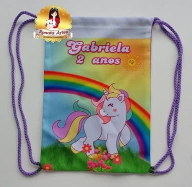 Mochilinha de Tecido Personalizada Unicórnio