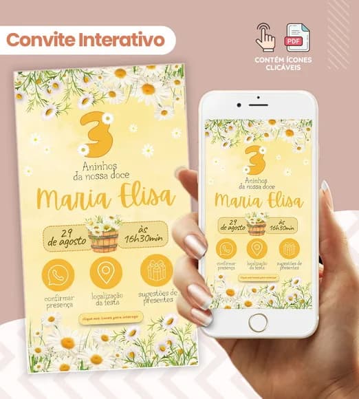Convite Digital Interativo - Margarida