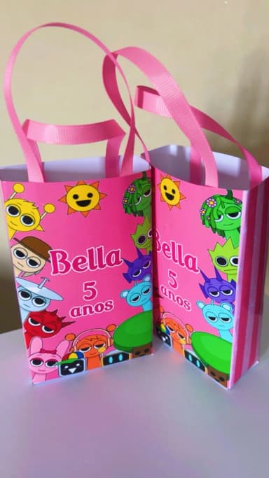 Sacolinhas Personalizada Sprunki Rosa Lembrancinhas Para Aniversário