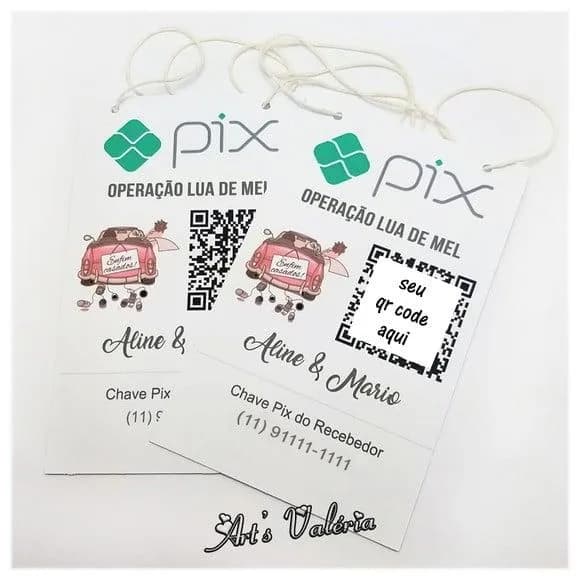 Plaquinhas Pix Qr Code Operação Lua de Mel - Par