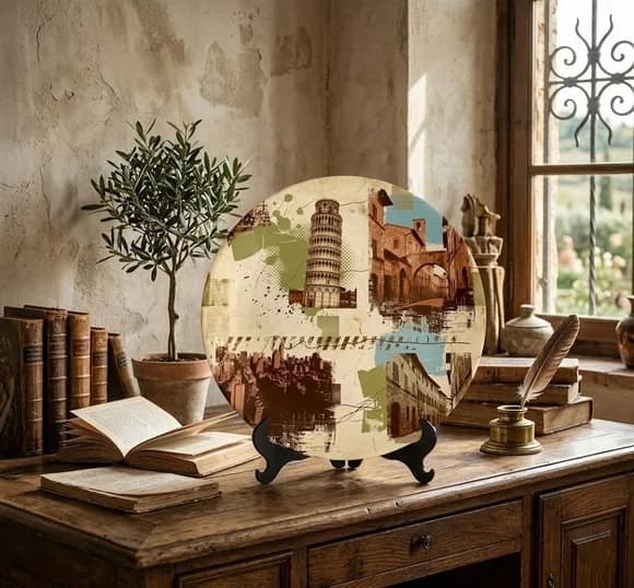 Prato Porcelana Itália 21cm - Torre de Pisa e Toscana