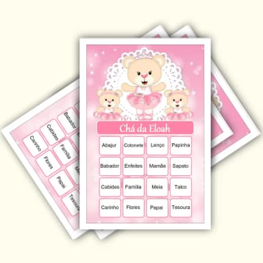 Bingo Chá de Bebê Menina Pdf Para Imprimir