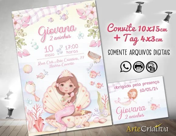 Convite Digital C/tag Sereia 24