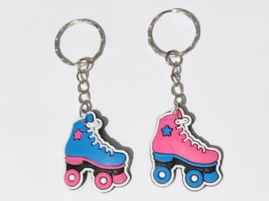 Chaveiro Patins Pink e Azul Emborrachado Pacote C/6 Unidades