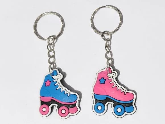 Chaveiro Patins Pink e Azul Emborrachado Pacote C/6 Unidades
