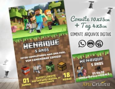 Convite Digital C/tag Minecraft 3