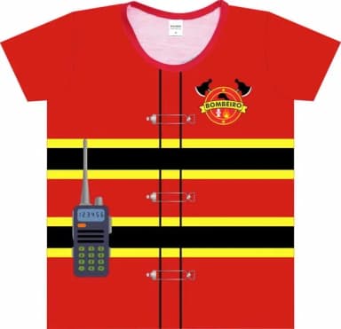 Camiseta Infantil Bombeiro Unissex – Fantasia de Bombeiro para Meninos e Meninas | Ricardo Fantasias