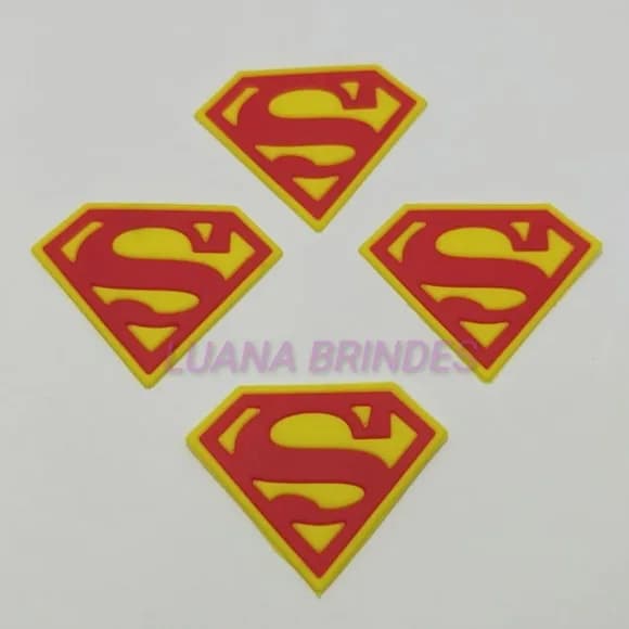 4 Apliques Emborrachado do Superman - 4,1cm x 5,2cm